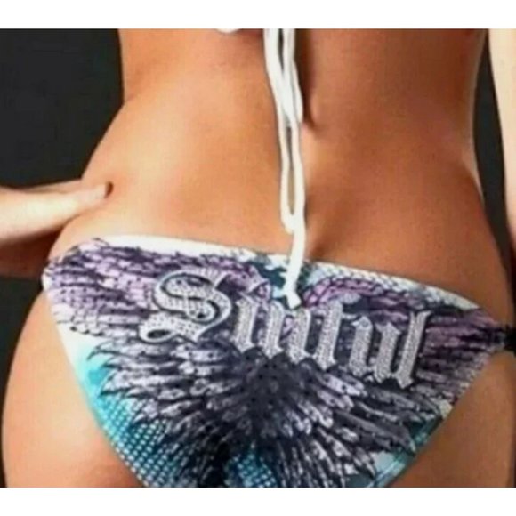 Affliction Other - Affliction Bikini Bottom Sulfer Chain Grey & Green Swimsuit Size XL New